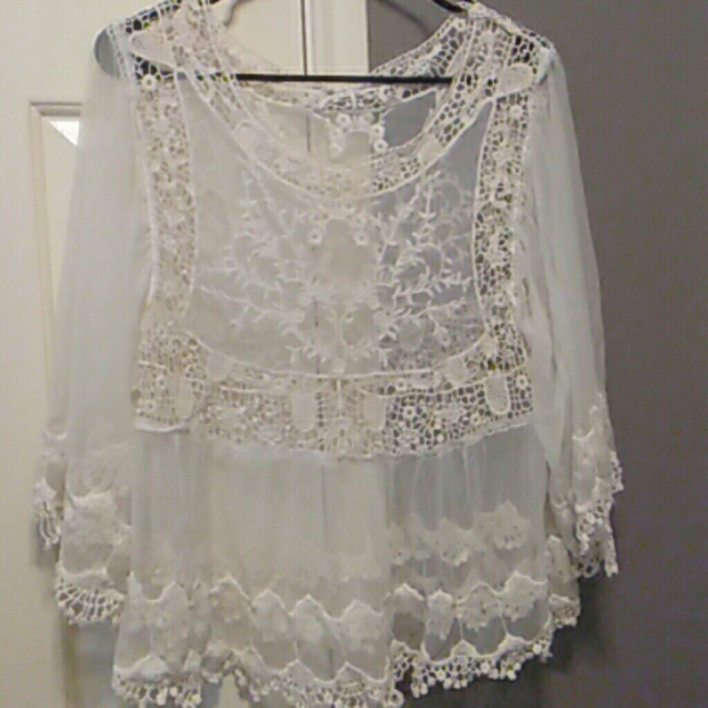 Vintage Boho  blouse sheer and loose fitting